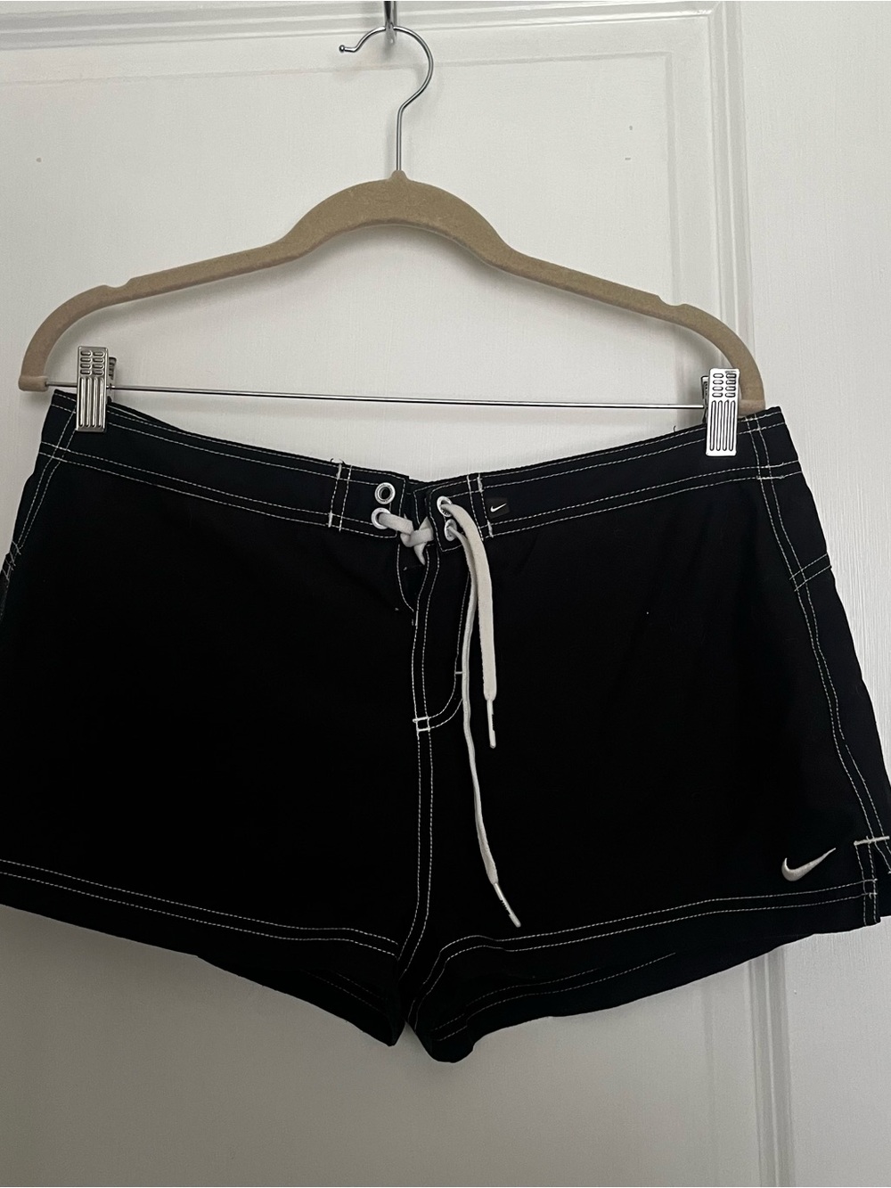 Nike Black Athletic Shorts with White Drawstring